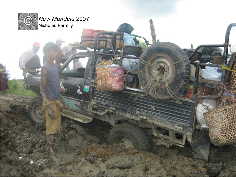 Stuck in the mud on a Burma road