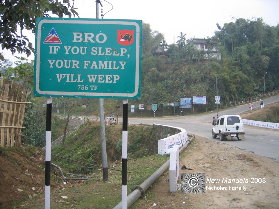 Road safety message, Arunachal Pradesh, India