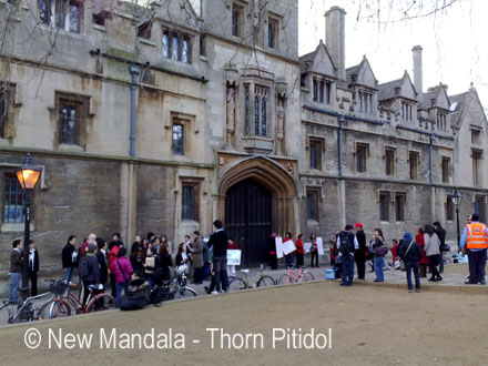 Outside St. John's College, Oxford, on the morning PM Abhsit spoke