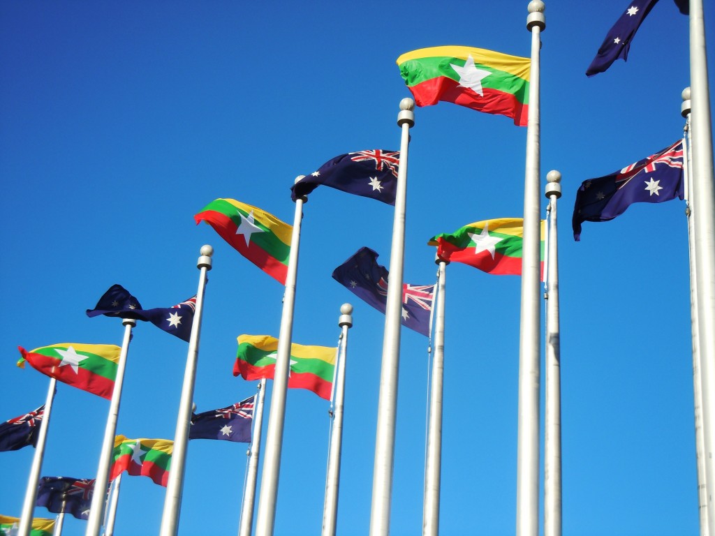 Myanmar and Australian flags