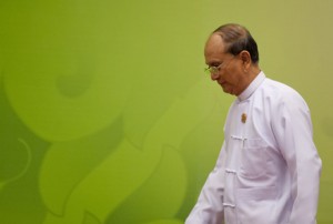 Myanmar President Thein Sein leaves after delivering the opening address at this month's ASEAN summit. Photo by AFP.