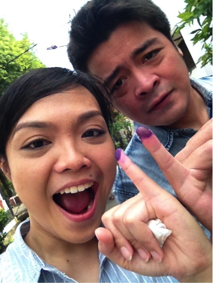 Husband and wife, Mita and Reza’s election selfie taken on election day in Cempaka Putih, Jakarta.