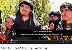 A screenshot from the video featuring an Indonesian ISIS fighter, which triggered Indonesia’s swift response towards increasing expressions of support for the group in Indonesia.