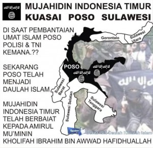 ISIS separatists? An image shared on twitter depicts large parts of Sulawesi taken over by ISIS. Images such as this are sure to feed into the governments perception of ISIS as a territorial threat.