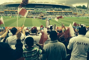 I accidentally found myself among the Qatar fans for the game against the UAE. Lucky they were more a brood then a horde.