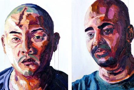 Myruan Sukumaran (right), self portrait and portrait of fellow Australian death-row inmate, Andrew Chan. Image by Ben Quilty.