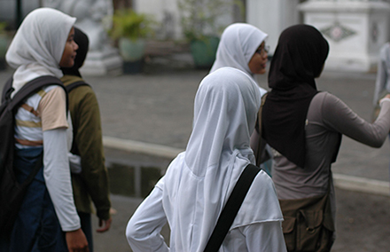 Young girls explore the Sultan's palace in Yogyakarta. Photo by James Walsh. 
