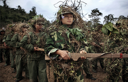 Kachin women undertaking military training. Photo by Adam Dean/ Sony World Photography Awards. 