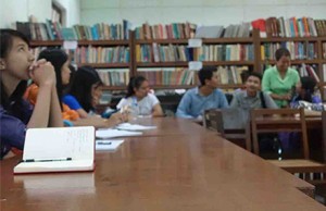 Students from the University of Yangon. Photo by Olivia Cable.