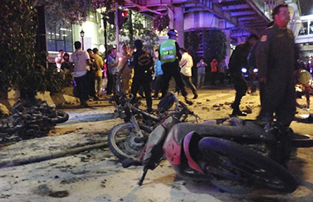 Debris from the blast in Bangkok. Photo by AP.