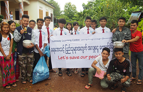 Youth collect donations for Myanmar's flood victims. Photo supplied. 