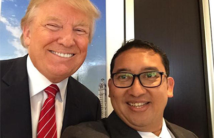 Deputy Speaker of the House Fadli Zon poses with Donald Trump during a tour of the US. The meeting last month caused much controversy in Indonesia. Photo: @fadlizon on Twitter