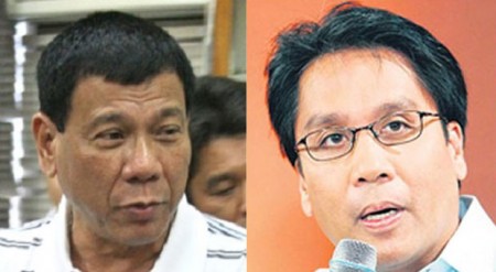 Duterte (right) and Roxas.