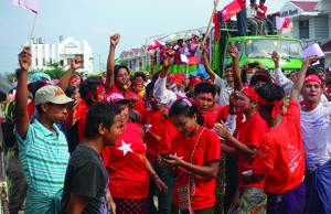 A NLD rally in Naypyitaw. Photo: Olivia Cable