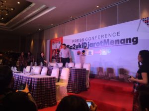 Ahok arrives to make his concession speech on the night of 19 April 2017.