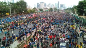 A scene at Gatot Subroto street during the September 24 2019 Jakarta protests