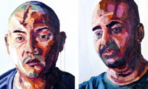 Myruan Sukumaran (right), self portrait and portrait of fellow Australian death-row inmate, Andrew Chan. Image by Ben Quilty.