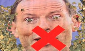 Coins collected for Australian after comments on aid to Indonesia made by PM Tony Abbott.