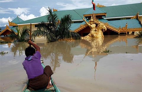 Flooded Kalay in Sagaing Region at its worst. Photo by BBC Burmese.