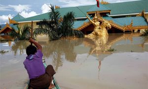Flooded Kalay in Sagaing Region at its worst. Photo by BBC Burmese.