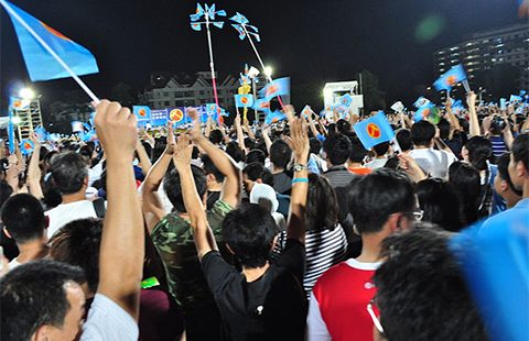 Supporters at a Workers' Party rally. Photo: Abdul Rahman/ Wikimedia commons.