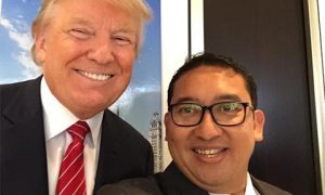 Deputy Speaker of the House Fadli Zon poses with Donald Trump during a tour of the US. The meeting last month caused much controversy in Indonesia. Photo: @fadlizon on Twitter