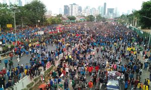 A scene at Gatot Subroto street during the September 24 2019 Jakarta protests